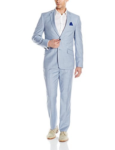 Zax Stirling Men's Two Button Slim Fit Chambray Suit