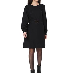 Kimiku Solid Viscose Round Neck Womens Mini Dress