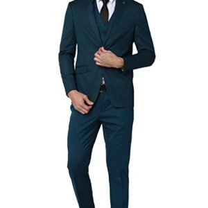 Daniel Crest Polyester Blend Men Green Three Piece Suit Business Vest (PIS3SNSF907693 38)