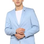Wost Men's Slim Blazer (ASBZMUJF188424_Blue_42)