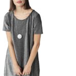 Kimiku Women's Synthetic a-line Knee-Long Dress (207721201_Black_Medium)