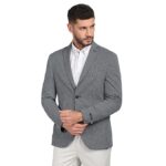 Grey Hook Structured Polyester Cotton Slim Fit Mens Casual Wear Jacket