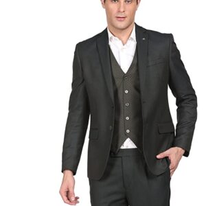 Arroy Head Men Olive Tailored Regular Fit Self Designed Three Piece Suit