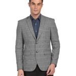Arroy Head Men Grey Tailored Fit Check Formal Blazer
