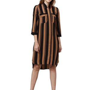 Kimiku Women's Polyester Shirt Knee-Length Dress