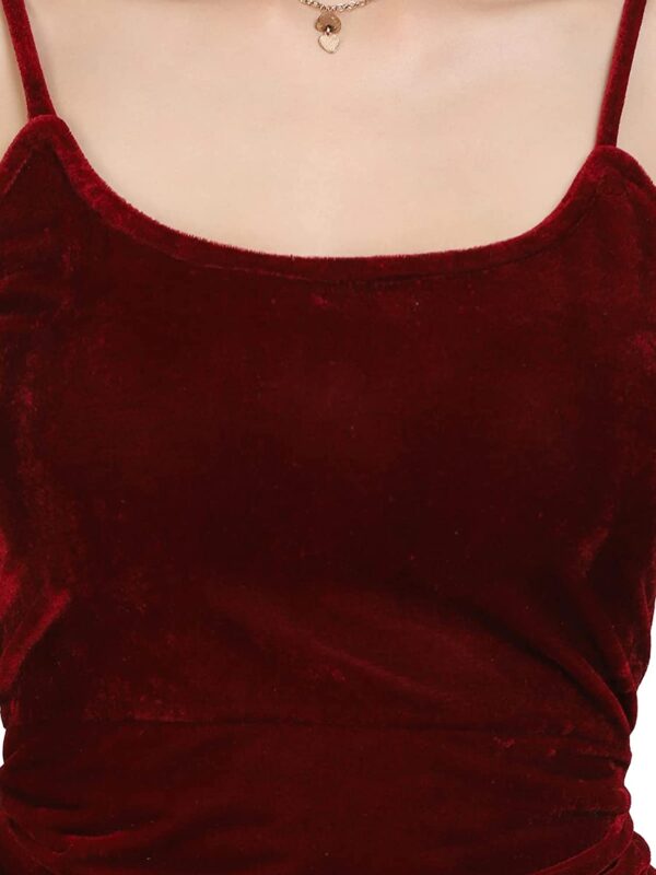 Women's Solid Stretchable Bodycon Velvet Dress - Image 6