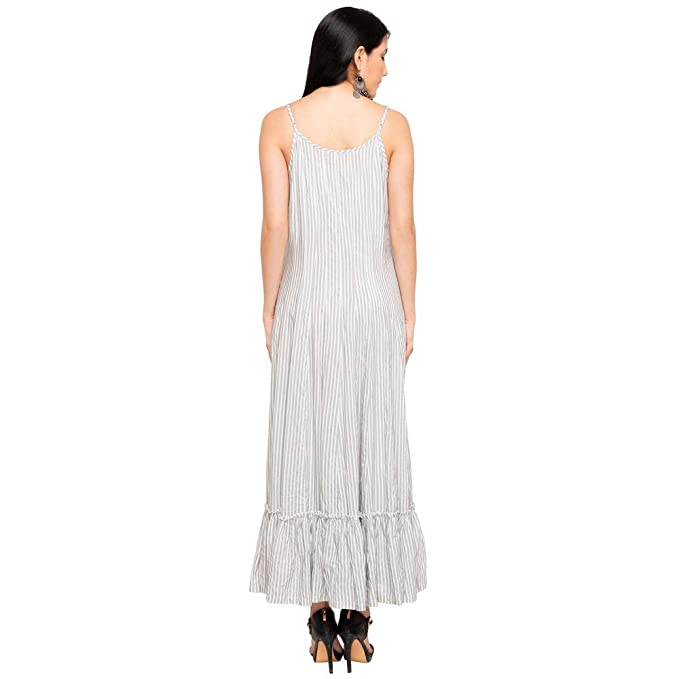 Womens Strappy Neck Stripe Maxi Dress - Image 2
