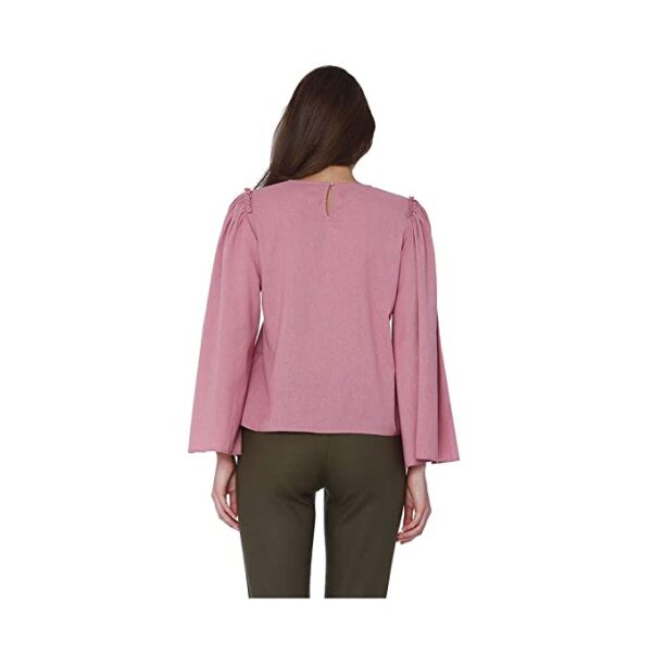 Kimiku Womens Round Neck Slub Top - Image 2