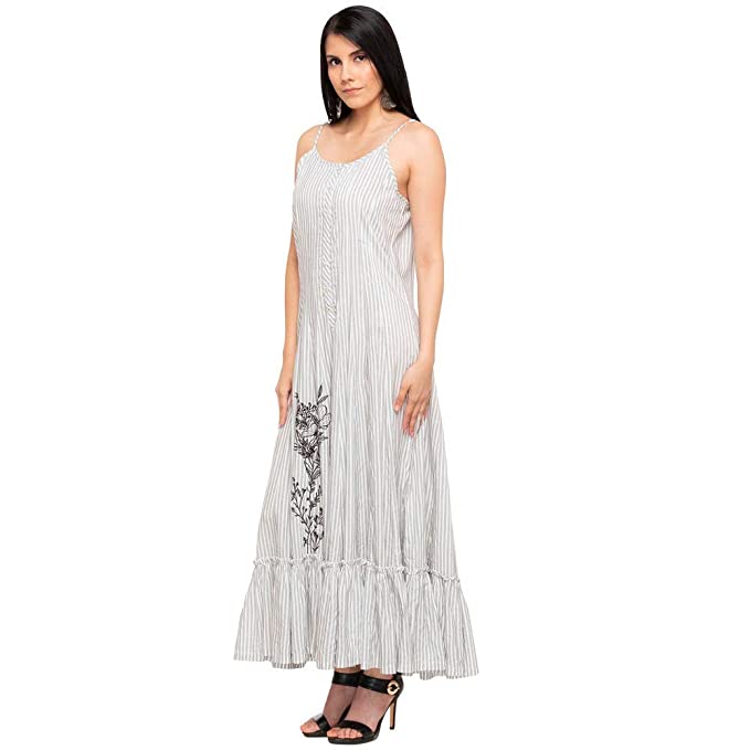 Womens Strappy Neck Stripe Maxi Dress - Image 3
