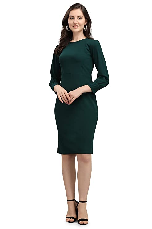 PURVAJA Women's Knee-Length Bodycon Dress