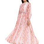 Arohiya Women's Maxi Dress With Tie-Up Belt (2525PEACH_Peach)