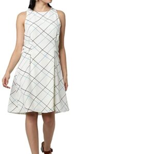 Kimiku Womens Round Neck Checked Shift Dress