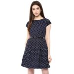 mayra Women's Polyster Crepe Navy Blue Color Dress