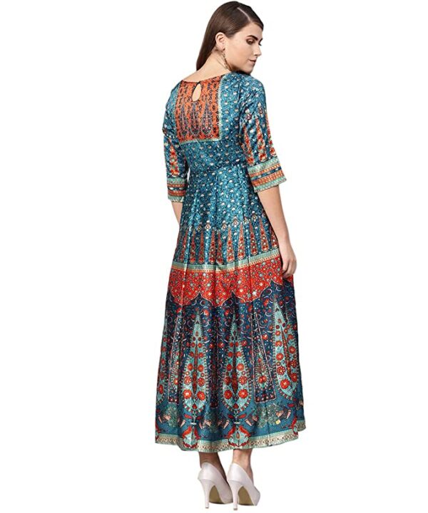 Arohiya Women's Dull Satin Printed Anarkali Dress - Image 2