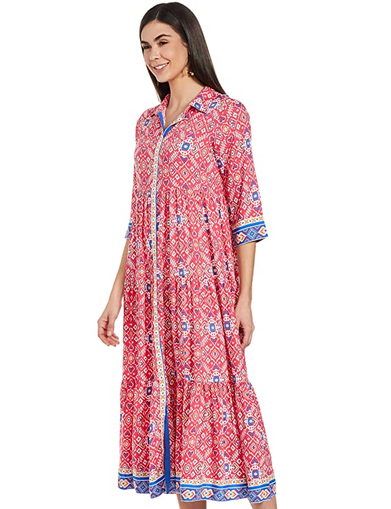 Rangriti Women's Rayon Asymmetrical Knee-Length Casual Dress - Image 3